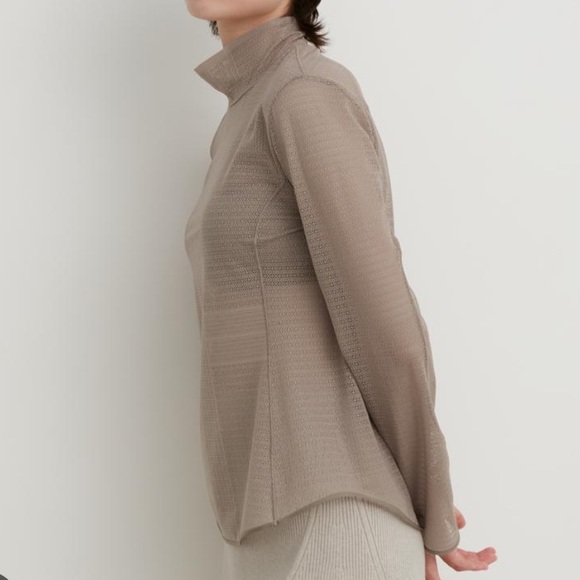 UNIQLO - Mesh High Neck Long Sleeve T-Shirt (Mame Kurogouchi Collaboration) - Picture 7 of 10